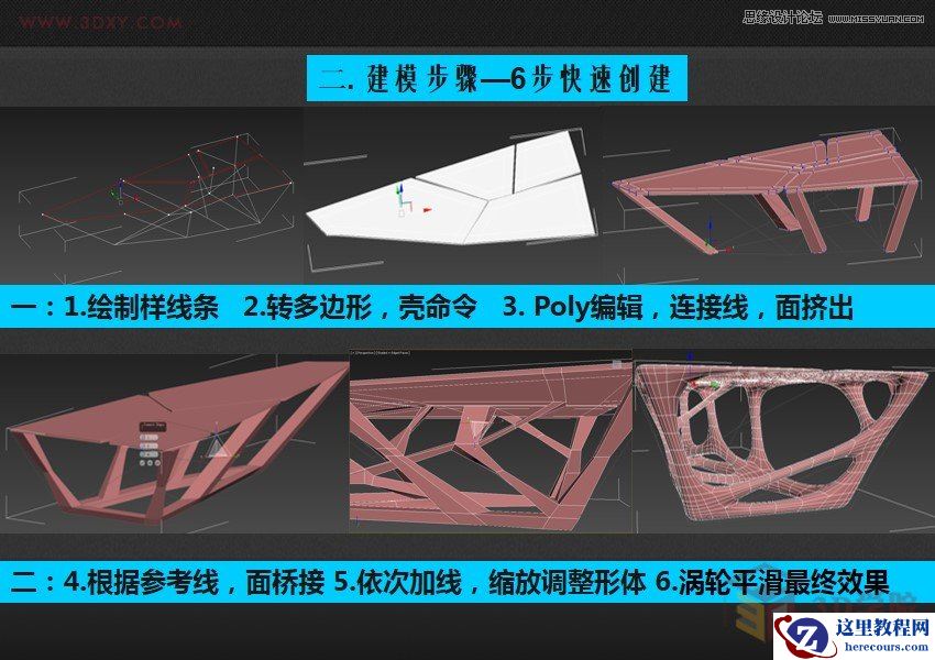 3ds max异形一体化造型之创意桌子