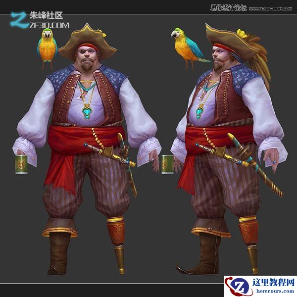 3d制作网游中胖胖的海盗效果图