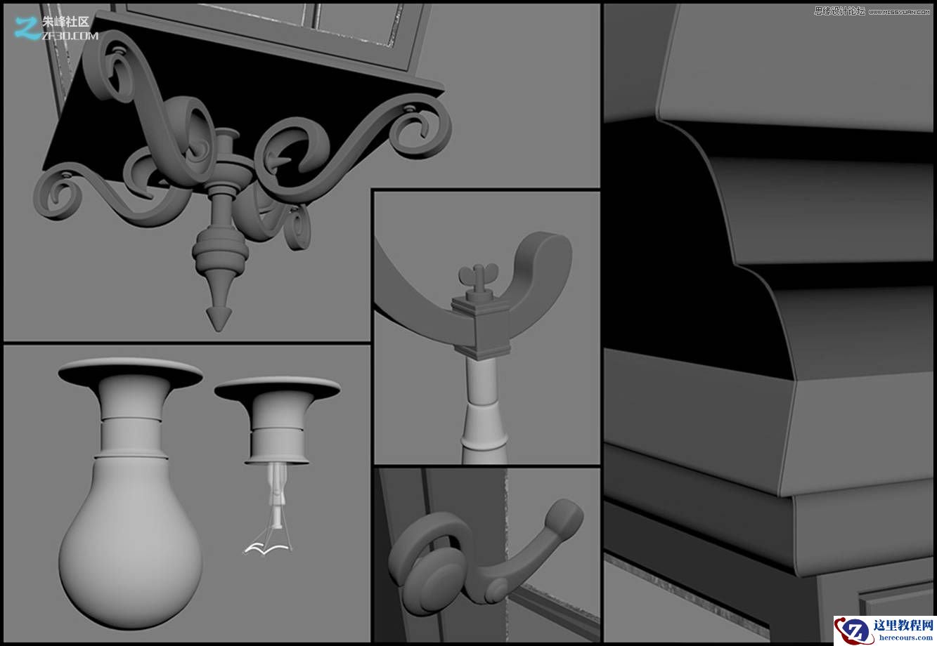 3dmax制作欧式风格的墙壁路灯效果