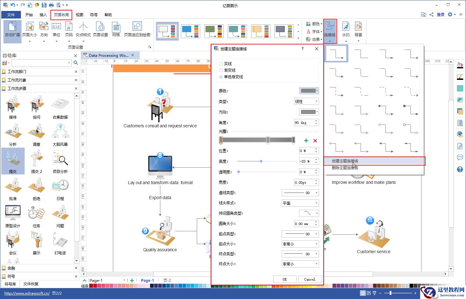 亿图流程图连接线