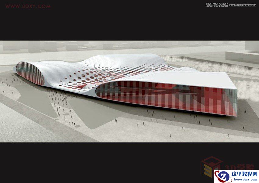 3DMAX利用Poly制作异形体育馆建筑效果