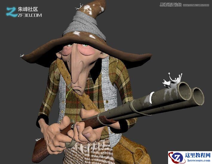 3dmax和zbrush制作瘦老头打鸟行动