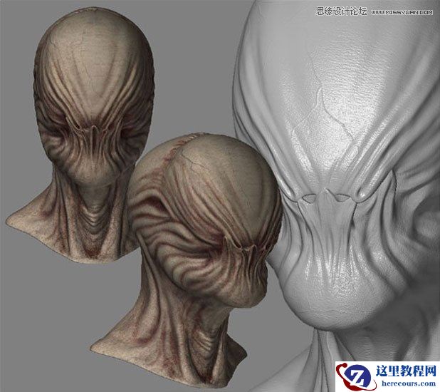 3DMAX制作手拿外星布娃娃的外星人教程