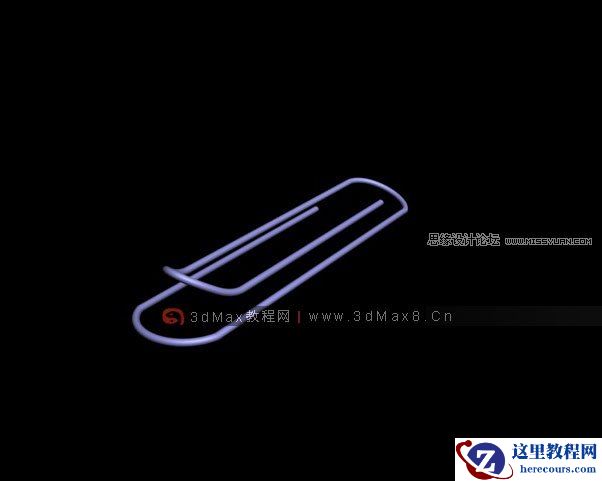 3d max二维线功能制作曲别针教程