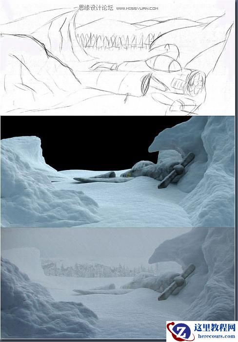 3dsMax制作飞机在雪地里撞毁的过程