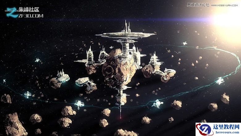 3DMAX模仿地心引力制作太空空间站