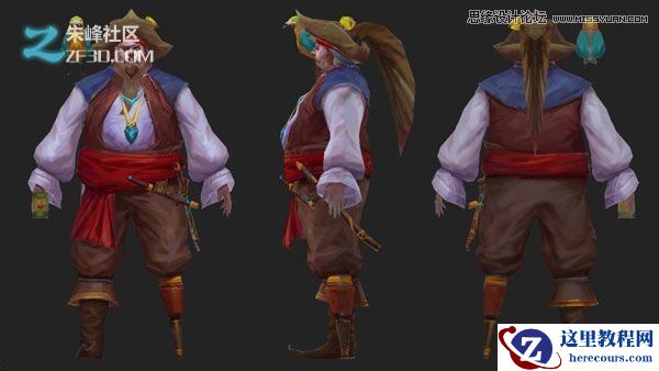 3d制作网游中胖胖的海盗效果图