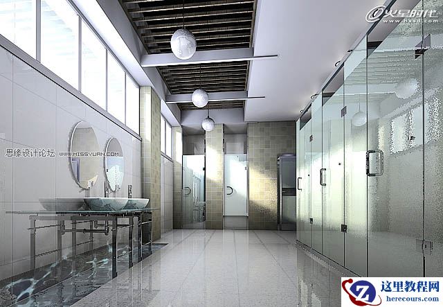 3DMAX基础教程：公共卫生间效果图渲染