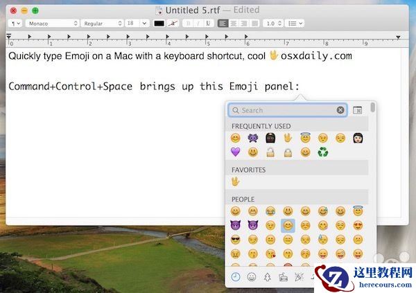Emoji表情,Mac中快速调出Emoji表情的界面方法,快速调出Emoji表情的界面快捷键,如何快速调出Emoji表情的界面,怎样快速输入Emoji表情