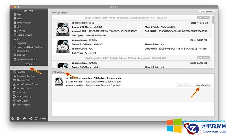 打开Clover Configurator挂载EFI分区