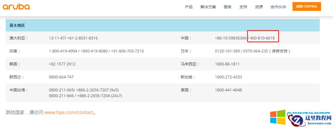 Aruba 400电话：400-810-6618