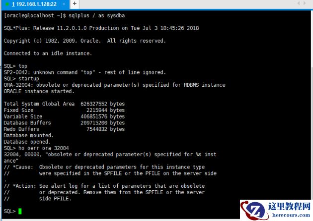 ORA-32004: obsolete and/or deprecated parameter(s) specified