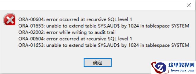 unable to extend table SYS.AUD$ by 1024 in tablespace SYSTEM