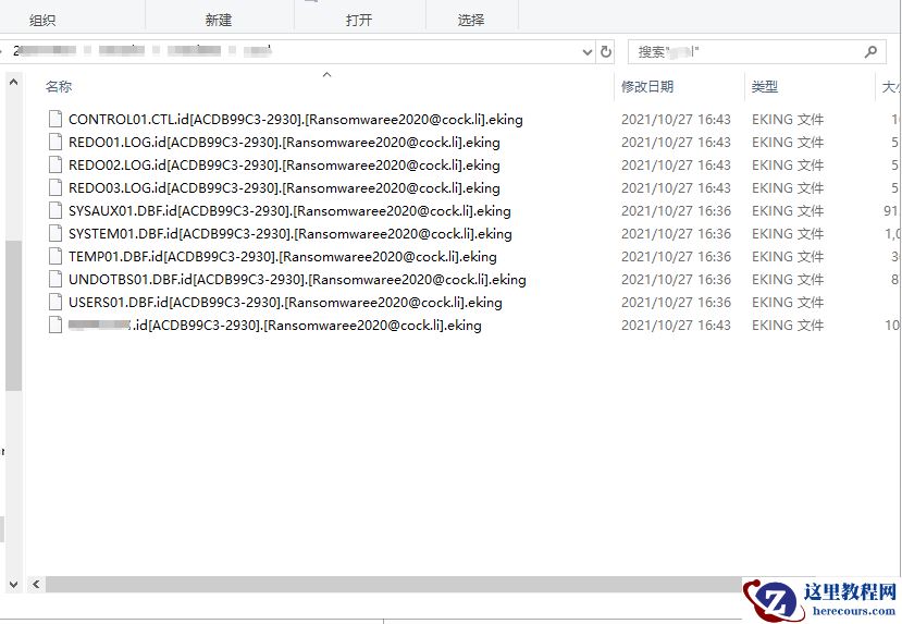 Oracle DataBase Recovery数据库dbf中了勒索病毒[Ransomwaree2020@cock.li].eking