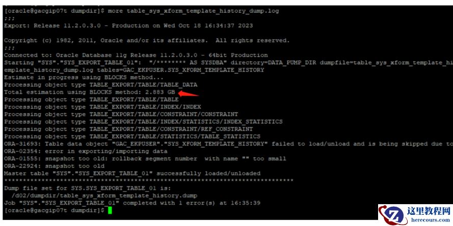 ORA-02354 ORA-01555 ORA-22924