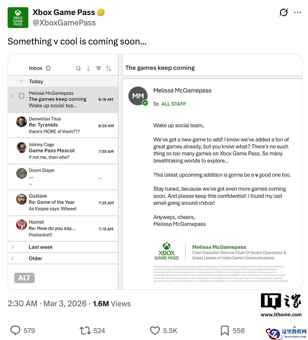 微软暗示 CDPR《赛博朋克 2077》将加入 XGP 游戏库阵容