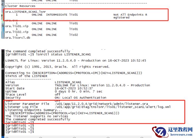 oracle rac的scan监听状态Not All Endpoints Registered