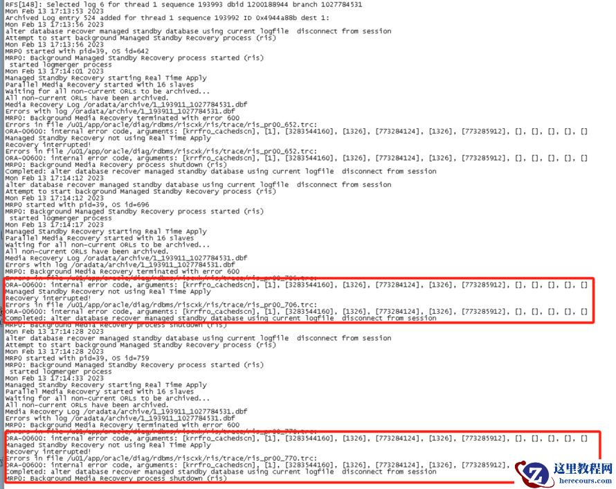 oracle 一次ORA-00600:[krrfro_cachedscn]案例