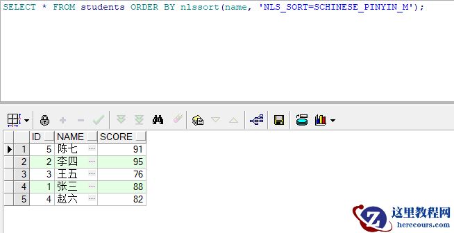 oralce针对汉字的排序