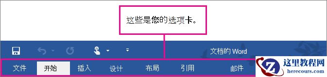 Word 功能区上的选项卡的图片。