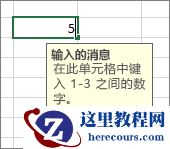 针对单元格显示的输入消息