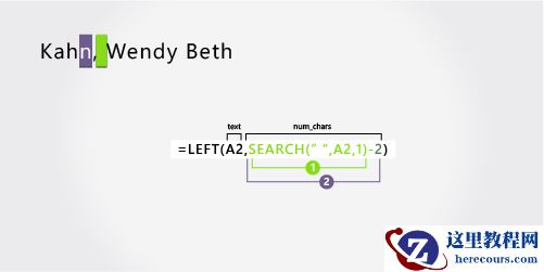 用于分隔后接名字和中间名的姓氏的公式