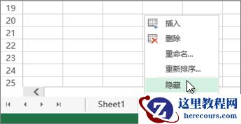 右键单击工作表标签,然后单击“隐藏”以隐藏工作表。