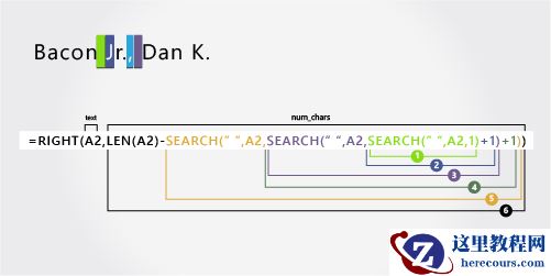用逗号分隔姓氏和后缀的公式