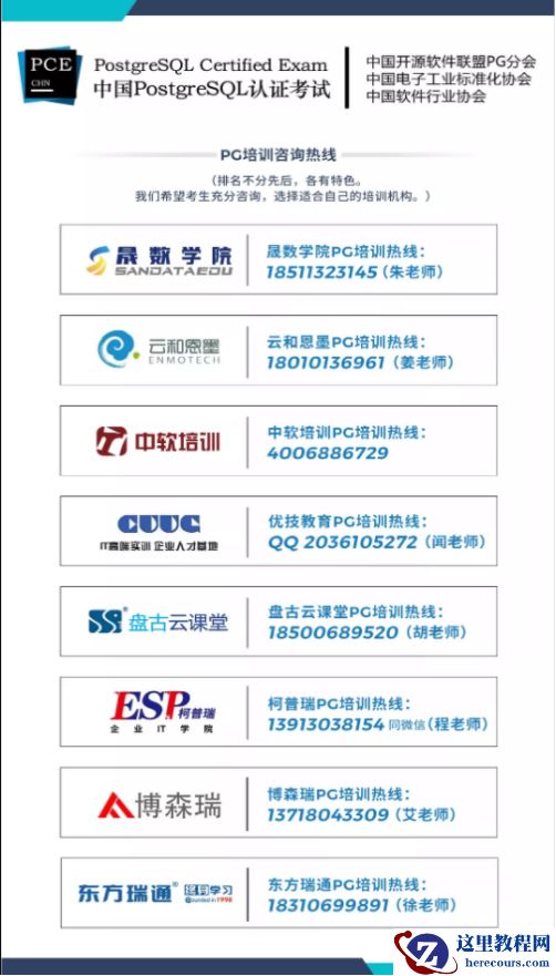 中国PostgreSQL培训认证——官方授权机构列表