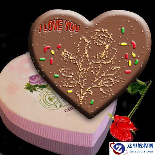 Photoshop制作逼真的情人节玫瑰巧克力效果图片