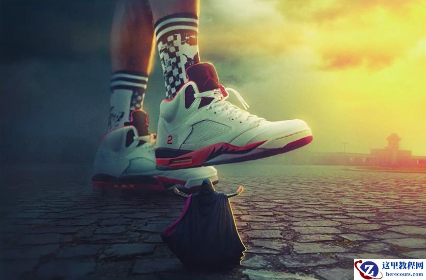 Photoshop合成在脚底下魔法师创意图片教程