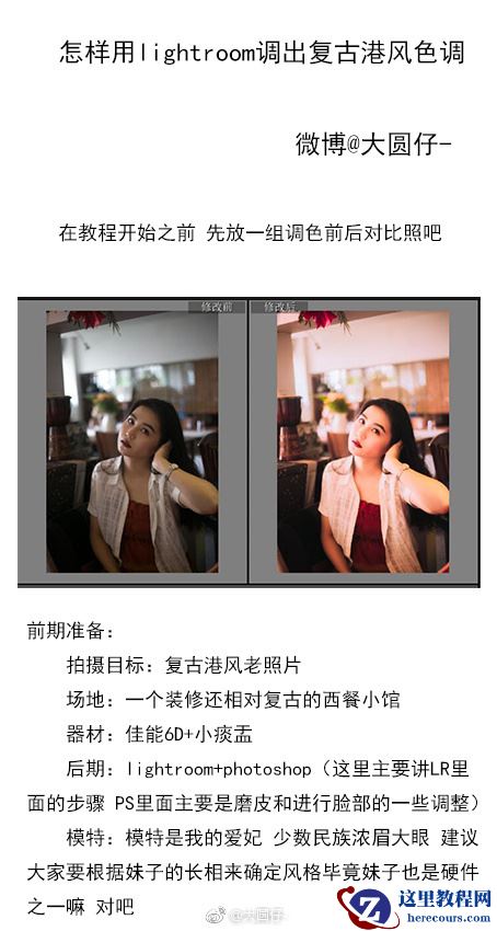 使用LR调出复古暖色艺术效果的人像照片教程