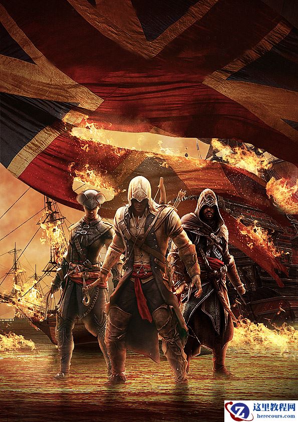 Photoshop制作火焰燃烧风格的武士海报设计教程