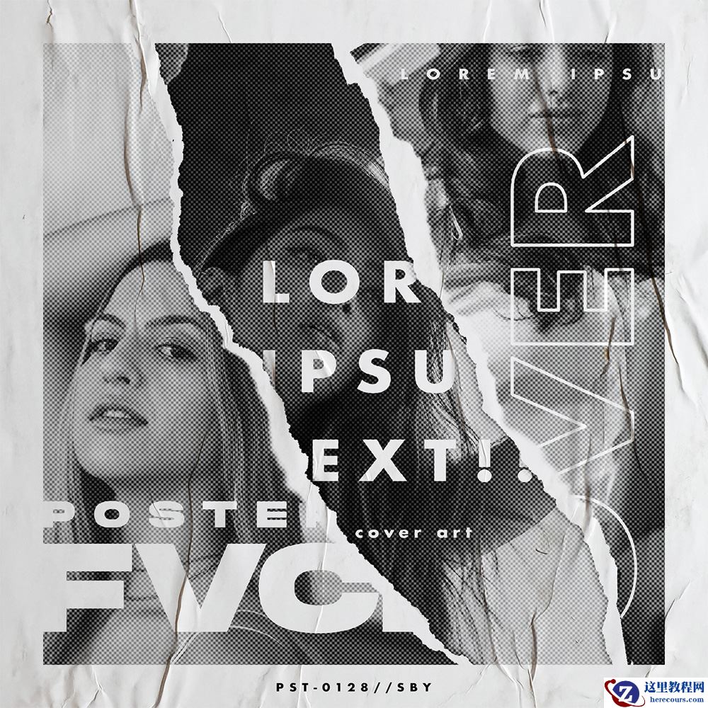 Photoshop制作撕纸特效的人像海报设计教程