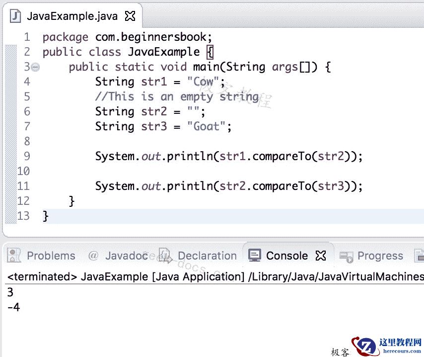 Java String compareTo方法