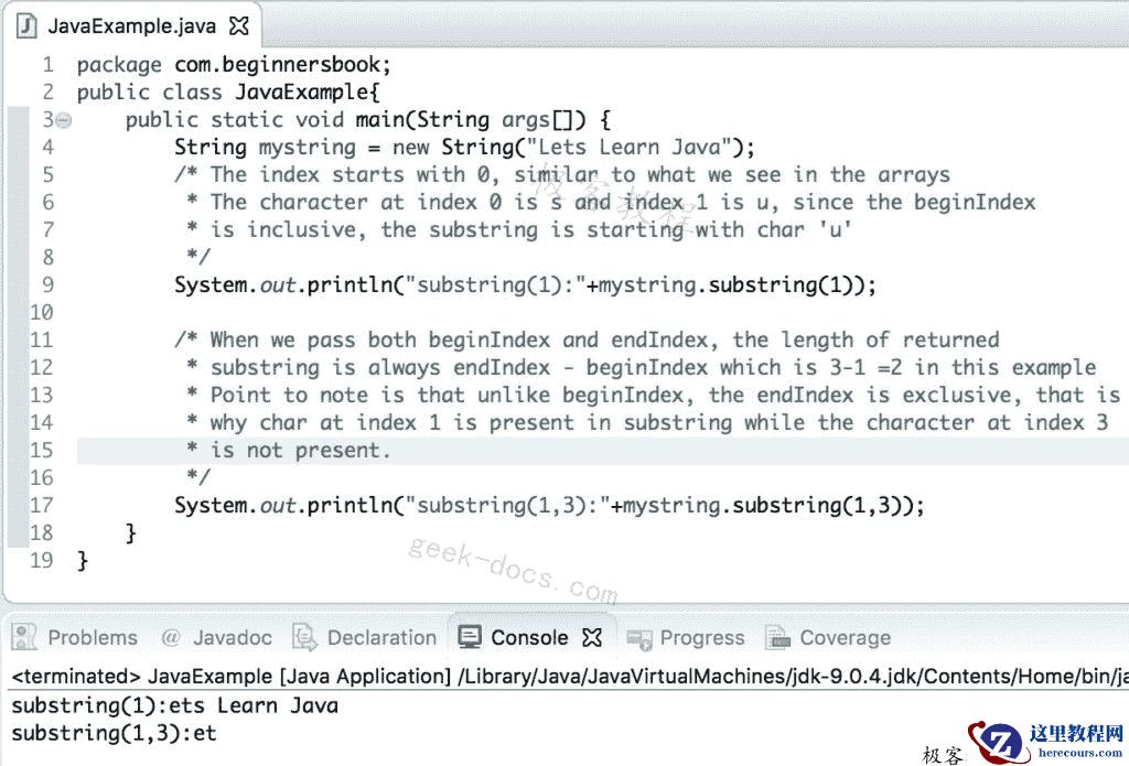 Java String substring方法