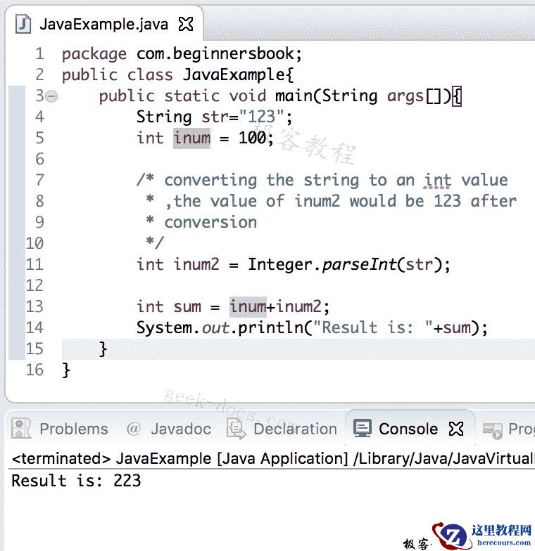 Java 实例 String到int的转换