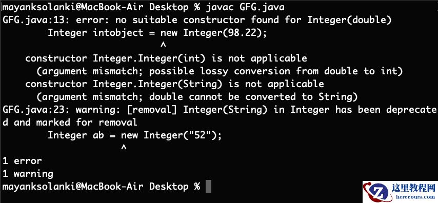 Java Integer intValue()方法