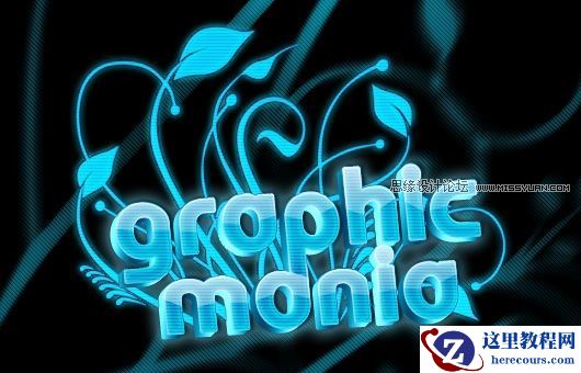 Photoshop制作冷色玻璃霓虹灯文字效果