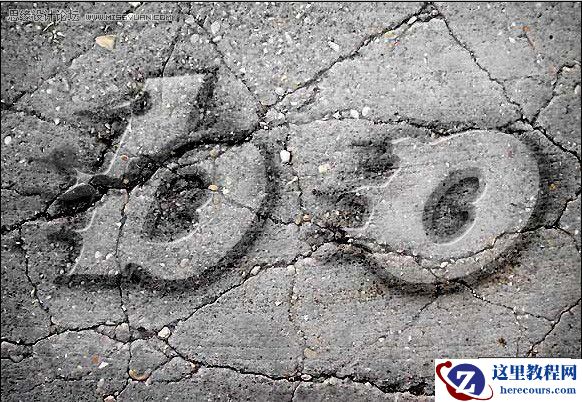 Photoshop制作混泥土字体教程