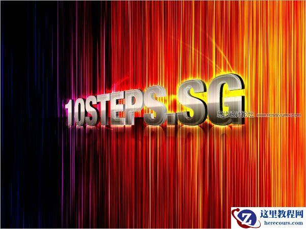 Photoshop制作五彩线条背景的立体字
