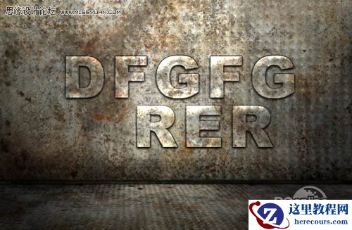 Photoshop制作颓废的生锈文字效果