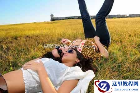 Photoshop调出外景人物图片柔美的紫红色