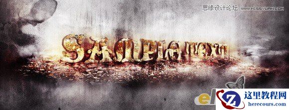 Photoshop打造颓废残壁破旧立体文字效果