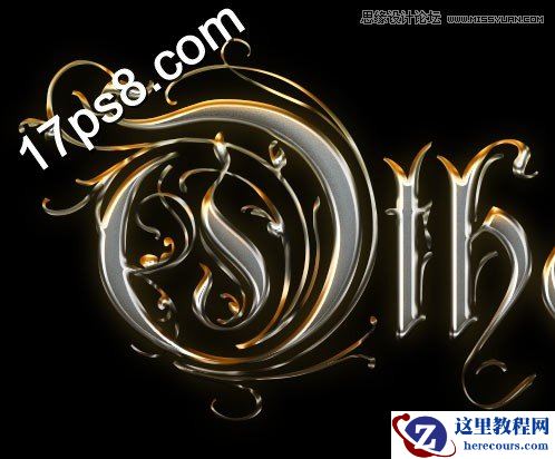 Photoshop制作金色铬合金金属字教程