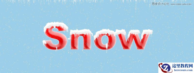 Photoshop绘制红色立体效果的积雪字