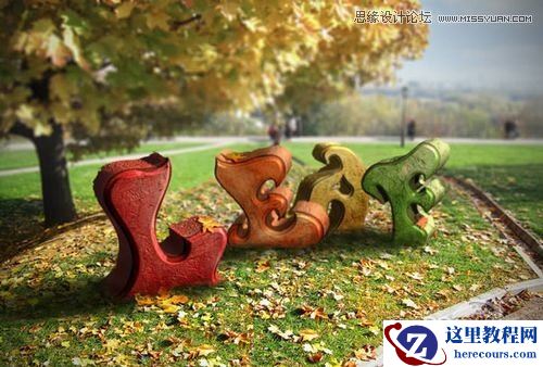 Photoshop制作超酷的秋季风格立体字