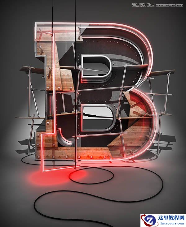 Photoshop结合C4D制作三维立体艺术字