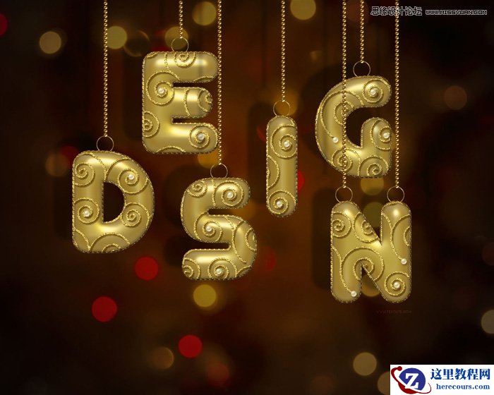 Photoshop制作大气的圣诞节艺术字教程