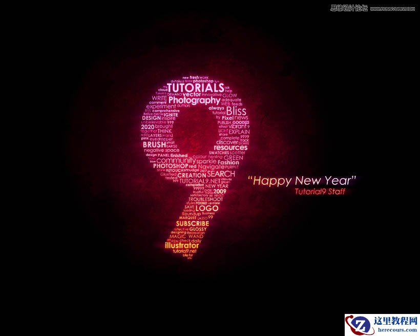 Photoshop制作英文字体组成的绚丽艺术字